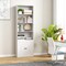 Costway 71" Farmhouse Bookcase with Doors with 6 Shelves & 2-Door Cabinet for Bedroom White/Black